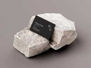3,5x2 inches business cards on stone mockup