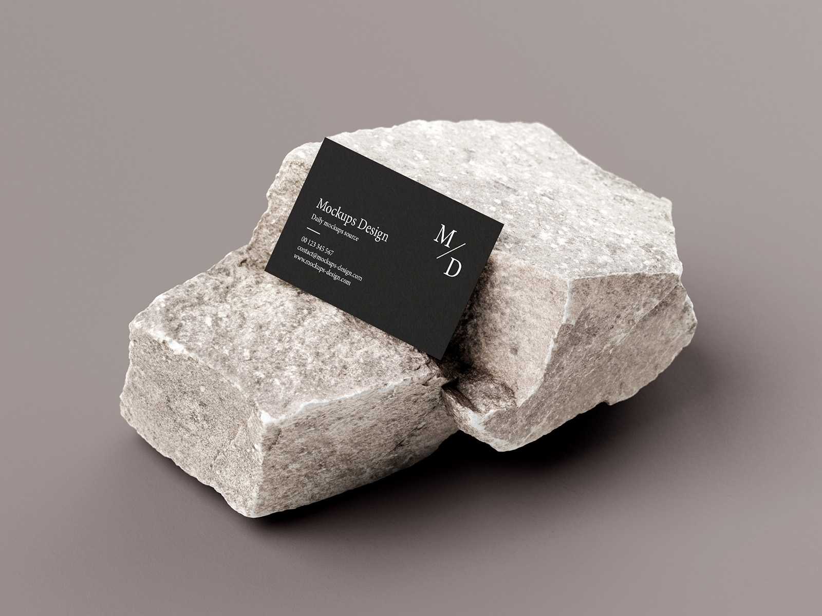 3,5x2 inches business cards on stone mockup