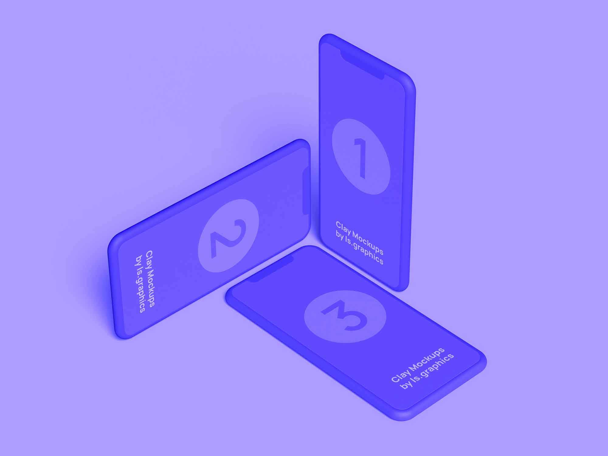 3 Clay iPhone Mockups (PSD)