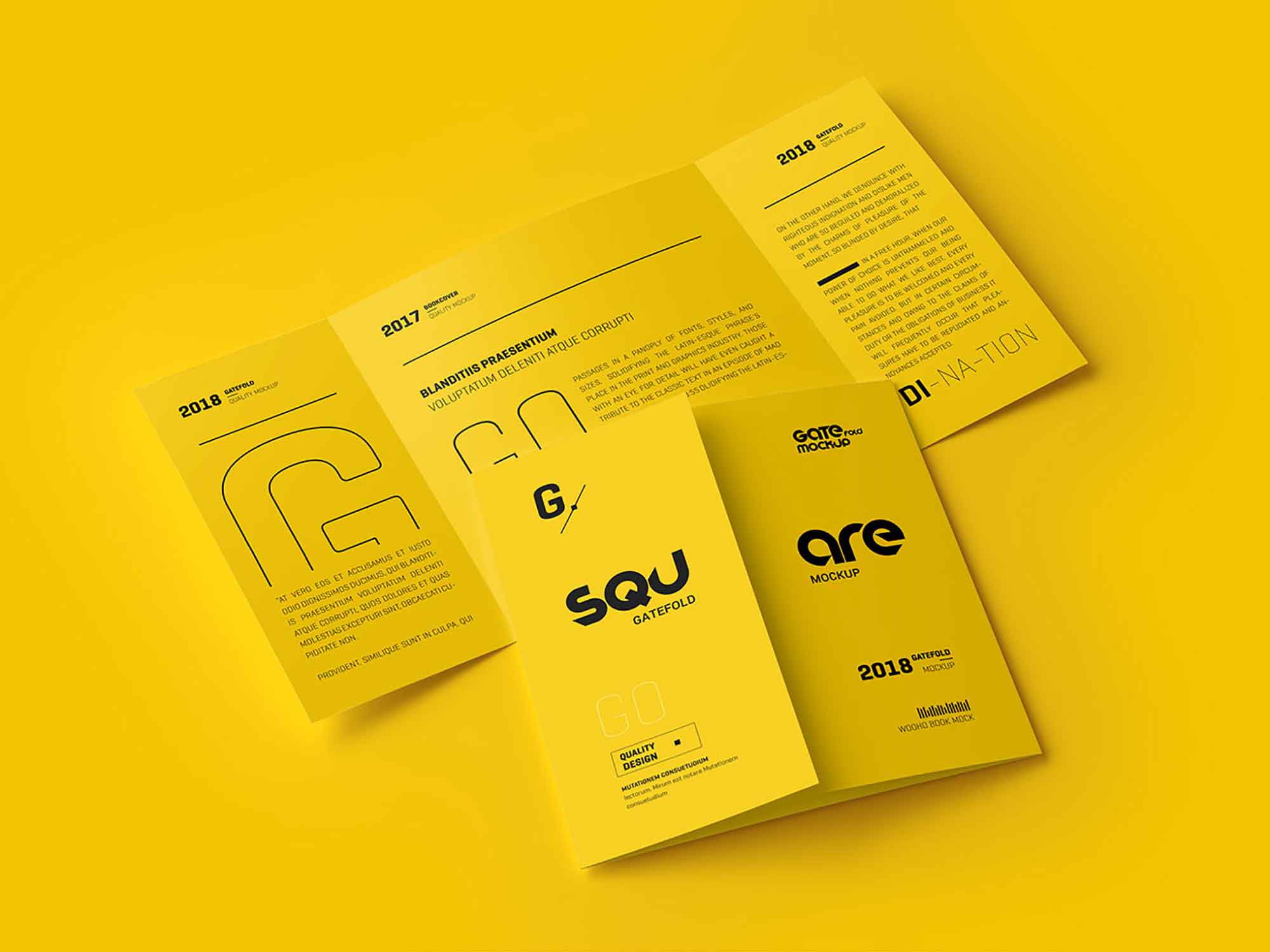 3 Single Gatefold Brochure Mockups (PSD)