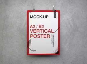 3 Sizes Simple Poster Mockups (PSD)