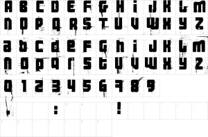 Mapa de caracteres da fonte 3 The Hard Way Rmx Font