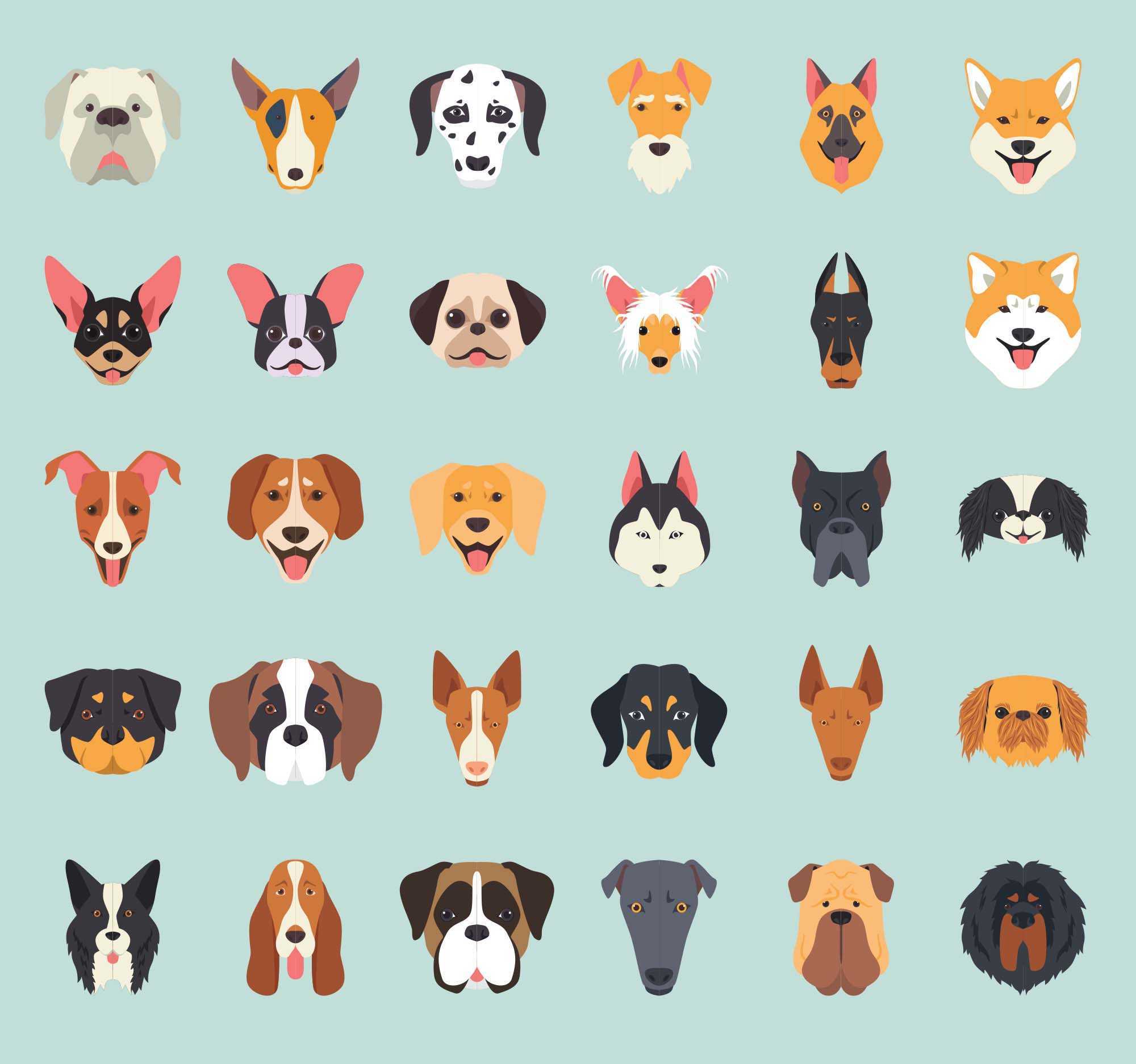 30 Free Dog Breeds Vector Icons (AI)