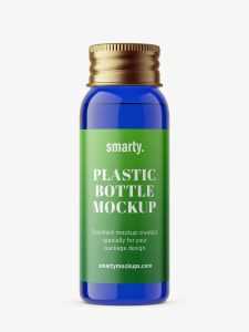 30 ml bottle with silver cap mockup / cobalt