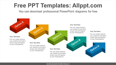 3D clustered diagonal arrow PowerPoint Diagram Template