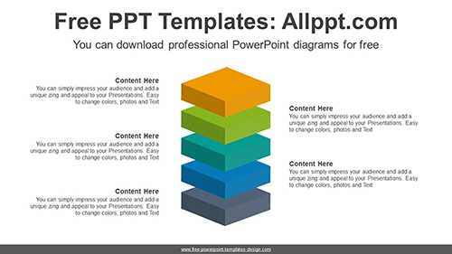 3D Clustered Squares List PPT Diagram
