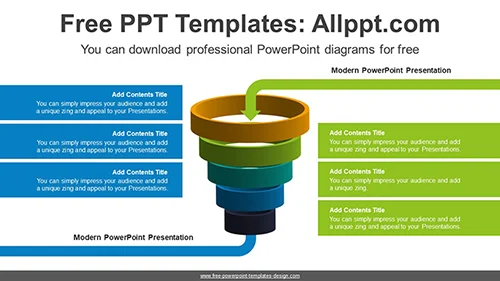 3D Five-Division Funnel PowerPoint Diagram