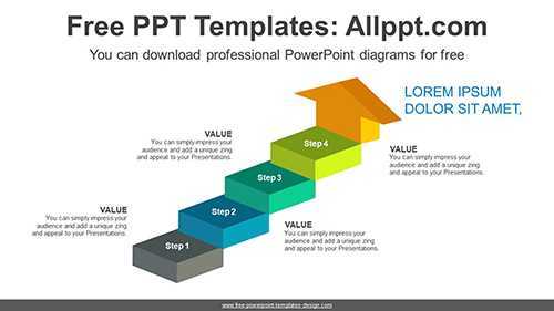 3D Format Stairs Arrow PowerPoint Diagram