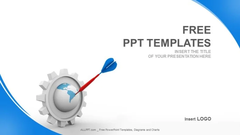 3d Gear With Earth-Industry PowerPoint Templates