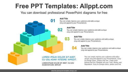 3D Lego Block Stairs PowerPoint Template