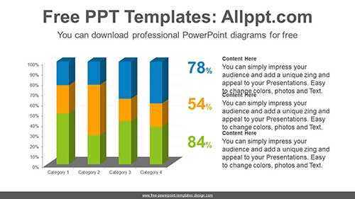 3D Pillar Bar Chart PPT Diagram