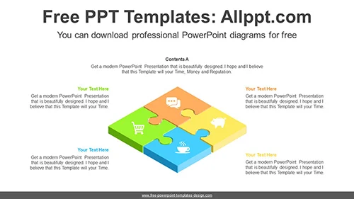 3D Square Puzzle PowerPoint Diagram