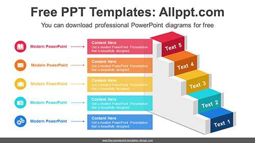 3D Staircase Banner PowerPoint Diagram