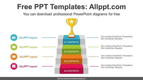 3D Success Staircase PowerPoint Diagram