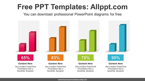 3D Vertical Bar Chart PowerPoint Diagram