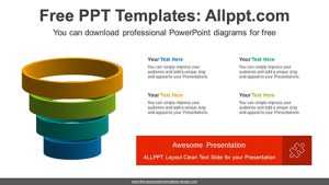 4-Divisions Funnel PowerPoint Diagram