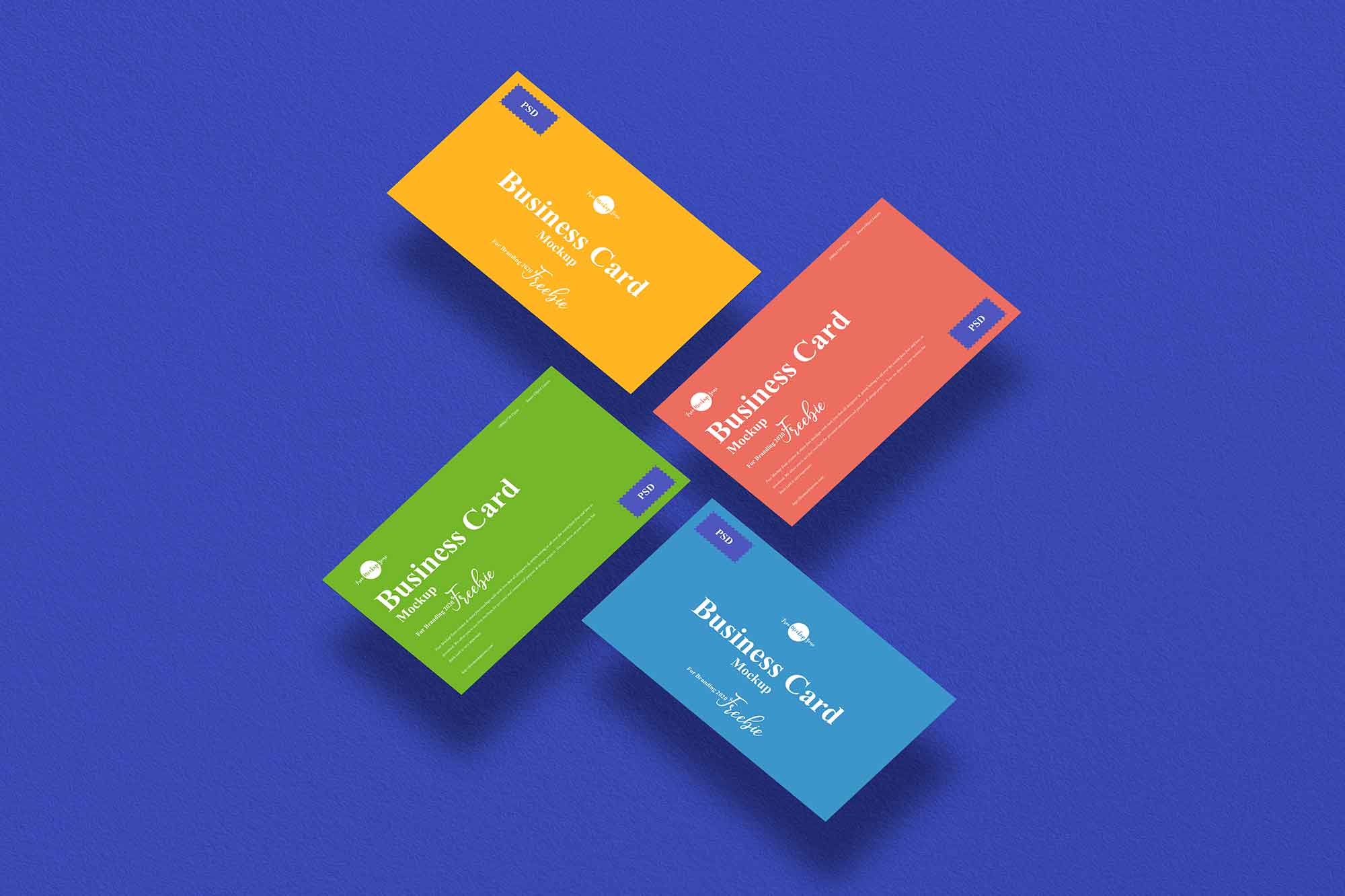 4 Floating Branding Business Card Mockup (PSD)