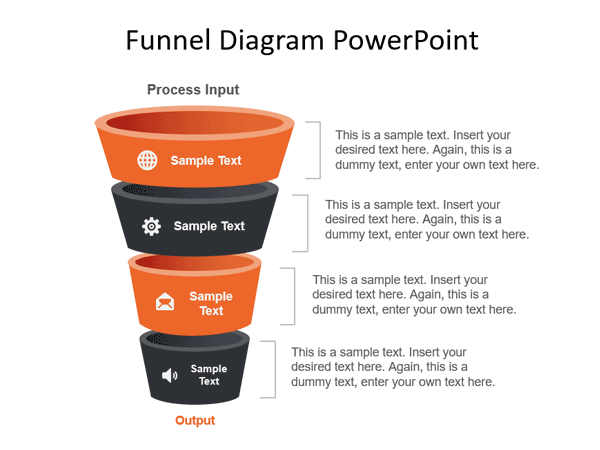 4 Level Vertical Funnel PowerPoint Template