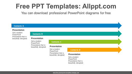 4 stacked horizontal arrows PowerPoint Diagram Template