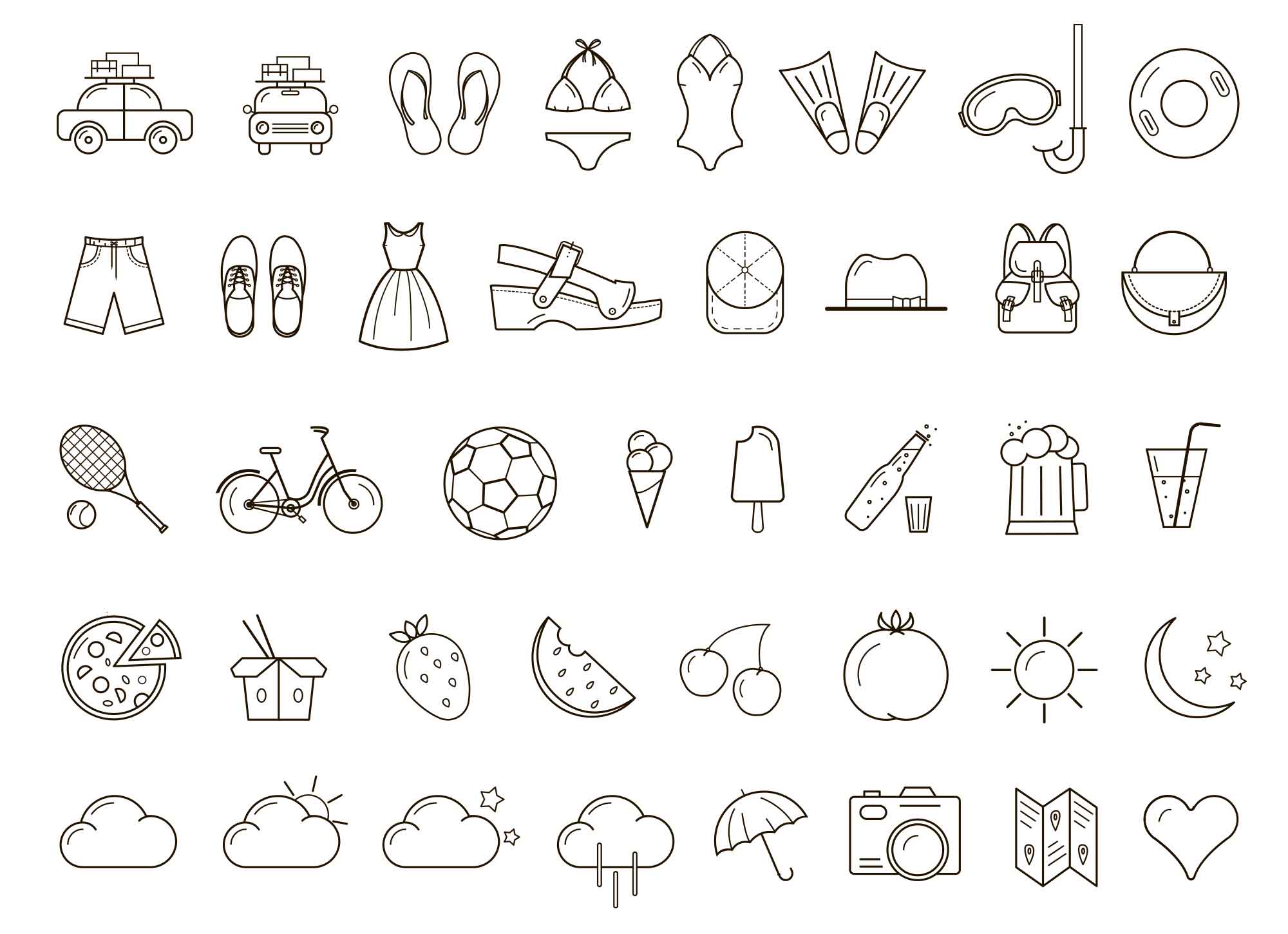 40 Free Summer Icons (PSD - AI)
