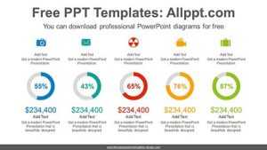 5-Doughnut Charts PowerPoint Diagram