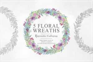 5 Free Unique Floral Wreaths (PNG)