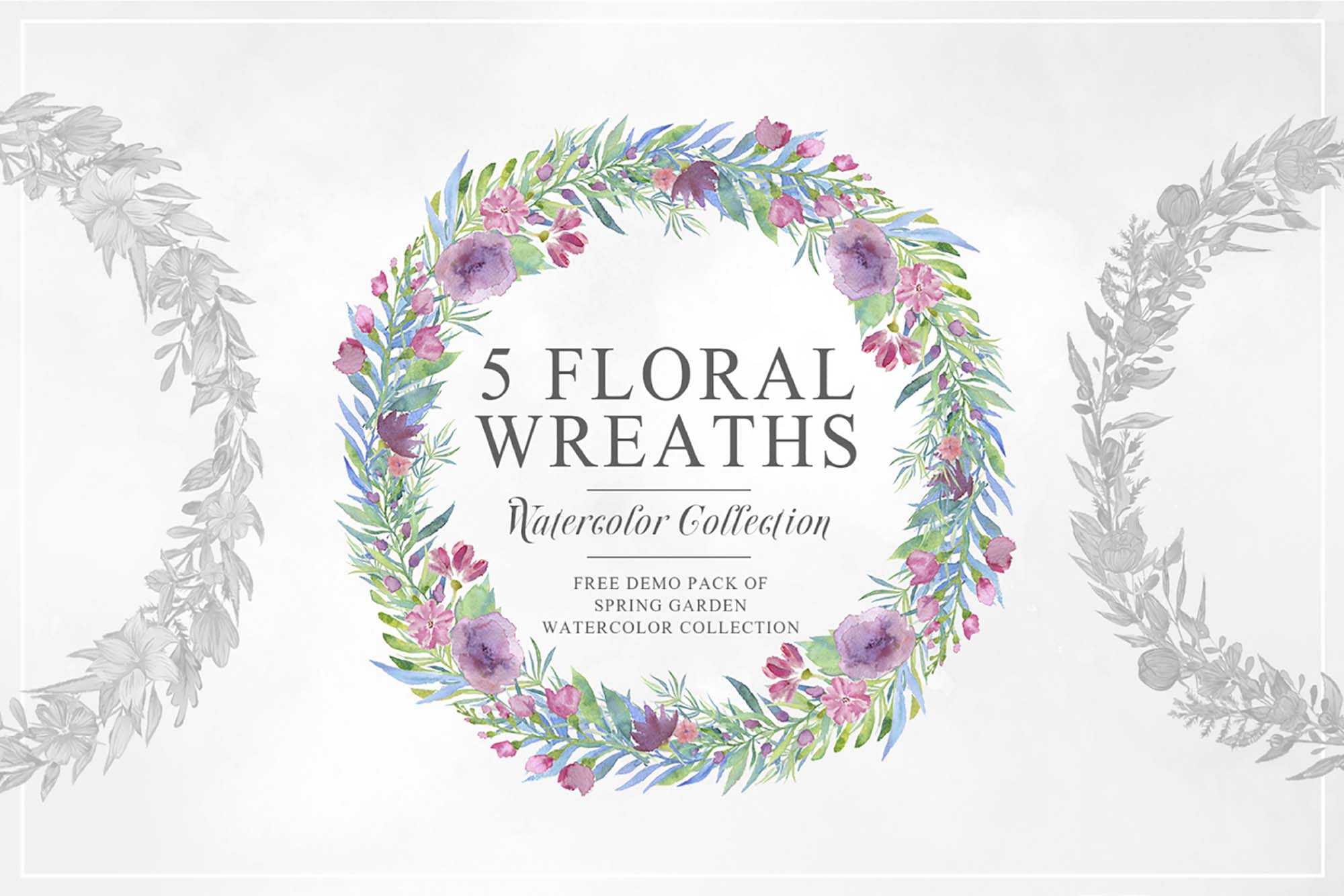 5 Free Unique Floral Wreaths (PNG)