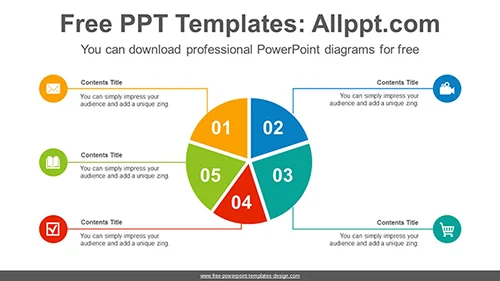 5 split pie chart PowerPoint Diagram Template