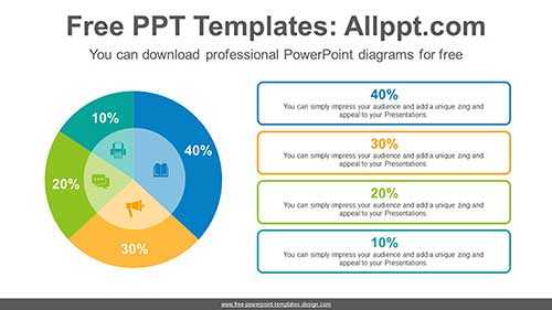 5-split pie chart PowerPoint Diagram