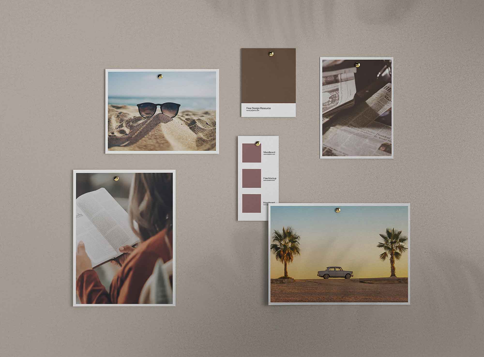 6 Items Mood Board Mockup (PSD)
