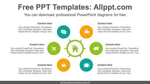 6 radial circles PowerPoint Diagram Template