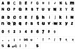 Mapa de caracteres da fonte 60 Sekuntia Font