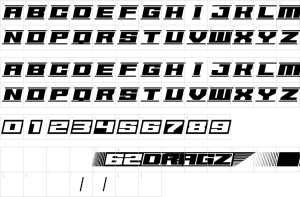 Mapa de caracteres da fonte 62DRAGZ Font