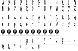 Mapa de caracteres da fonte 6th Aniversario Font