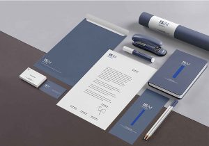 9 Elements Isometric Stationery Mockup (PSD)