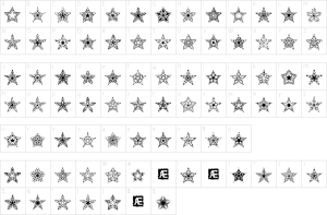 Mapa de caracteres da fonte 90 Stars Font