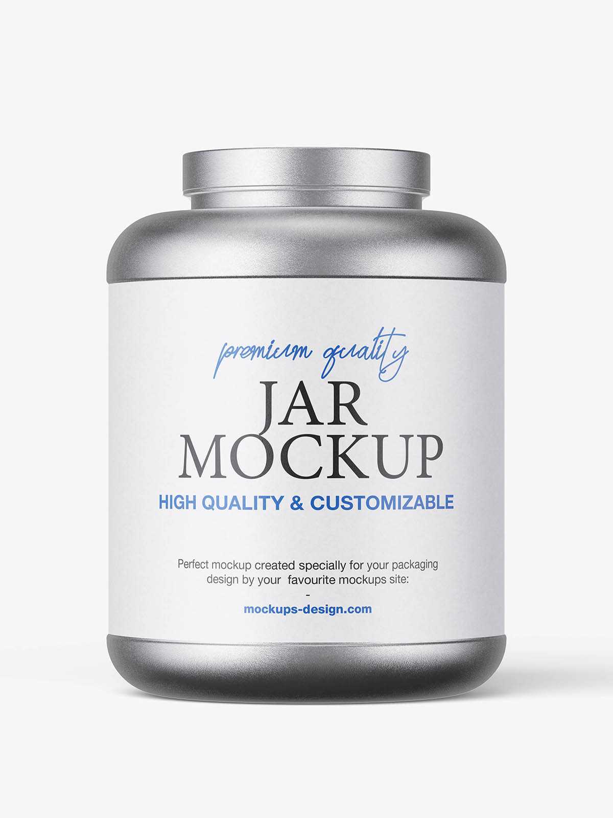 Bulk nutrition jar mockup / metallic – Free PSD Download