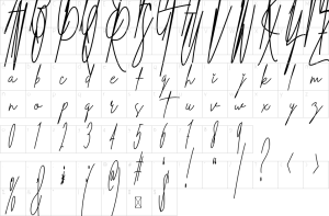 Mapa de caracteres da fonte A Handwriting Font
