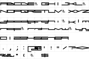 Mapa de caracteres da fonte A.I. Rebellion Font