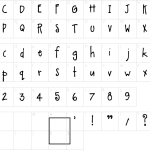 Mapa de caracteres da fonte A Little Pot Font