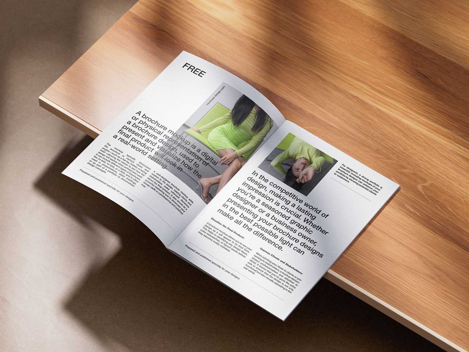 A4 brochure on wood mockup - Instant Download