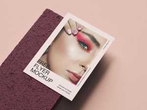 A4 flyer on stone tile mockup - Instant Download