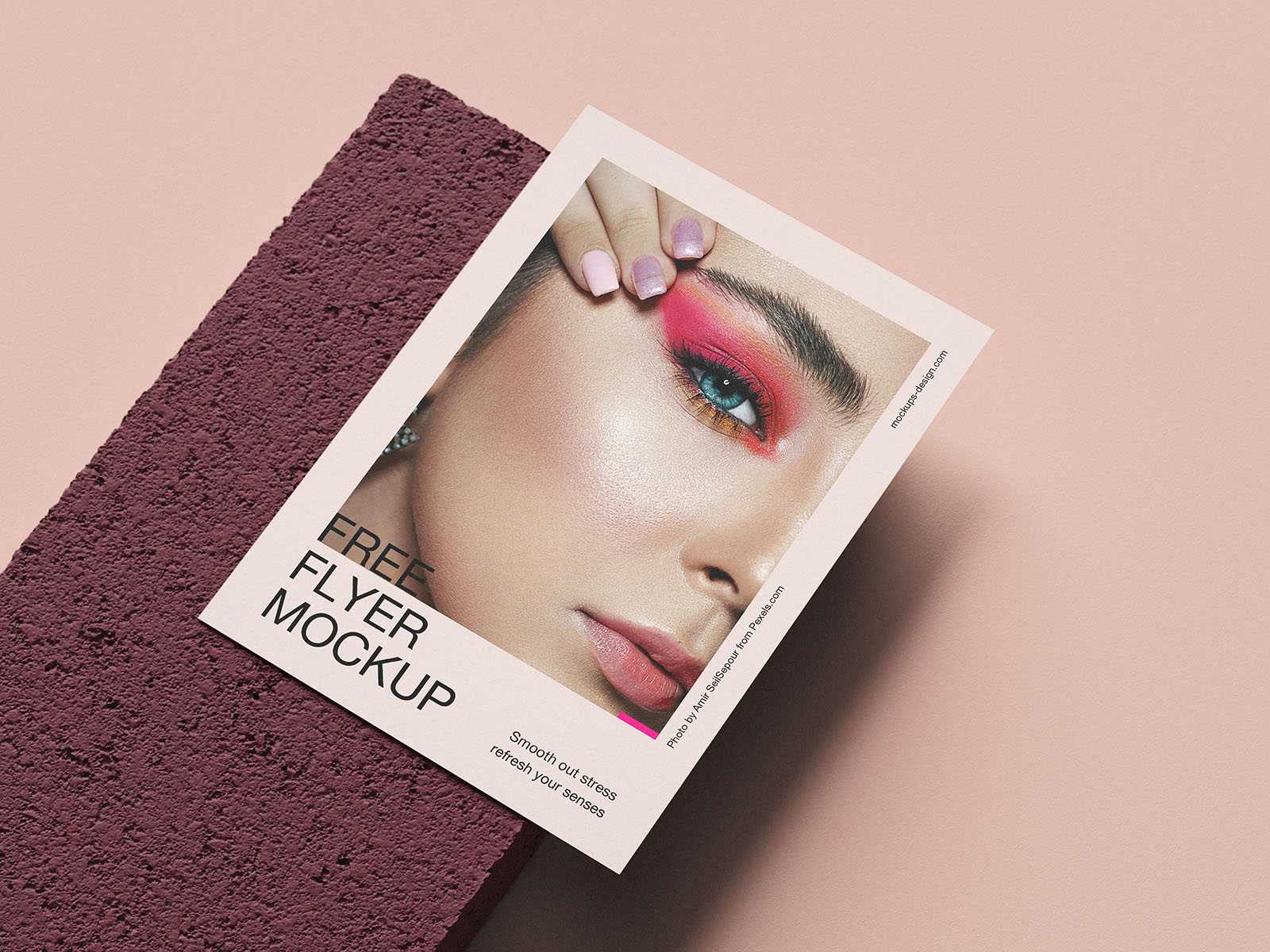 A4 flyer on stone tile mockup - Instant Download