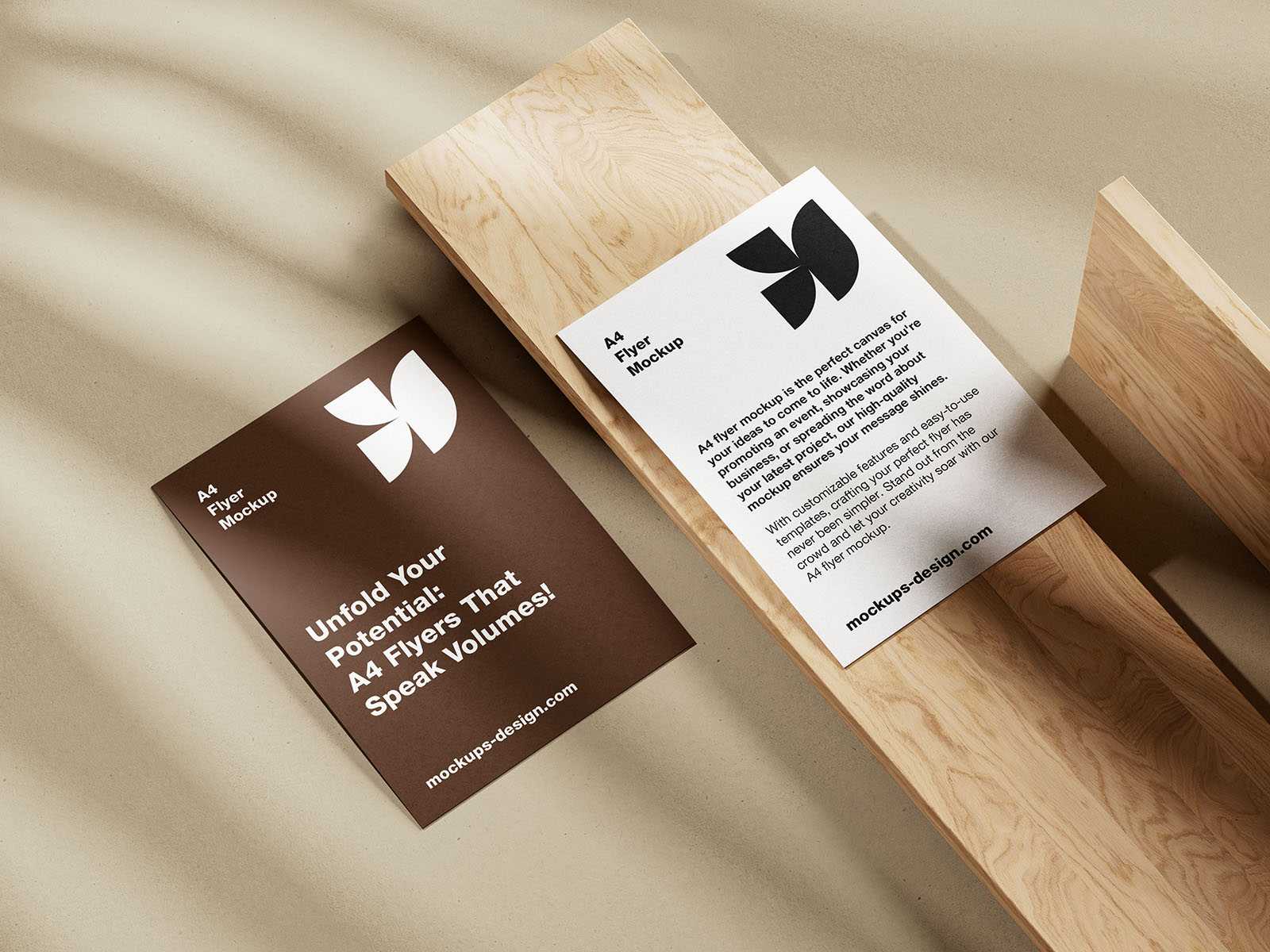 A4 flyer on wood mockup - Instant Download