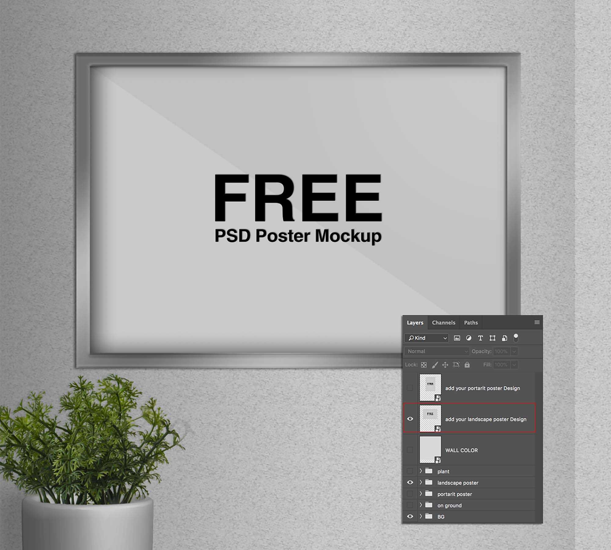 A4 Landscape & Portrait Poster Mockup (PSD)