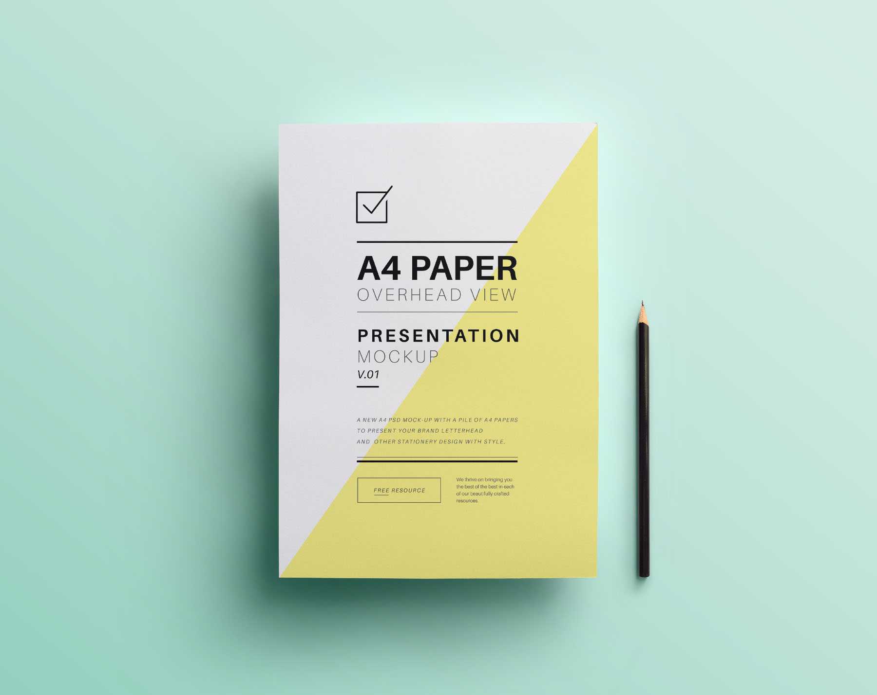 A4 Overhead Paper Photoshop Mockup (PSD)