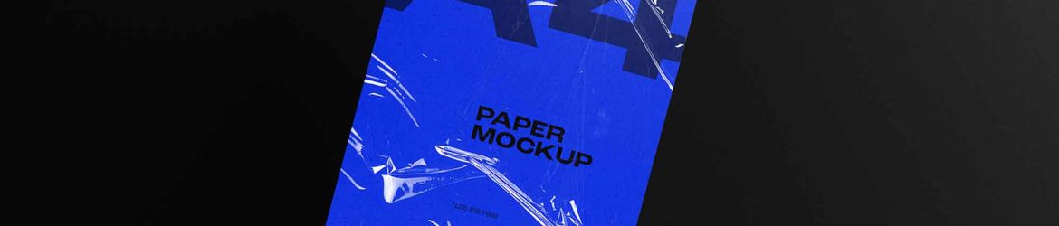 A4 Paper in Transparent Plastic Wrap Mockup (PSD)
