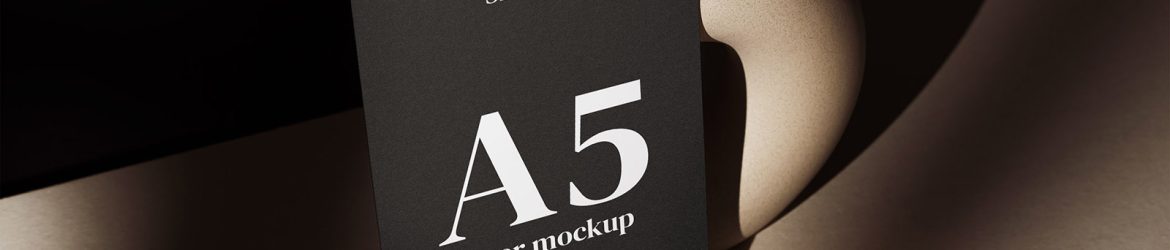 A5 flyer on dark background mockup