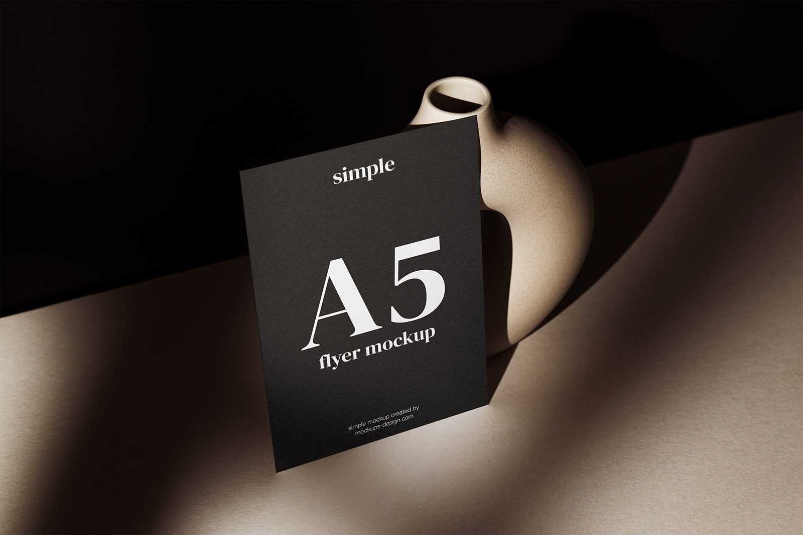 A5 flyer on dark background mockup