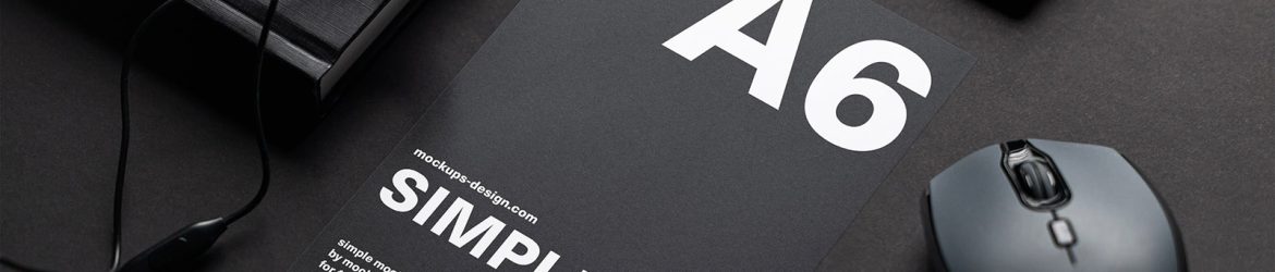 A6 flyer on the black background mockup A6 flyer on the black background mockup